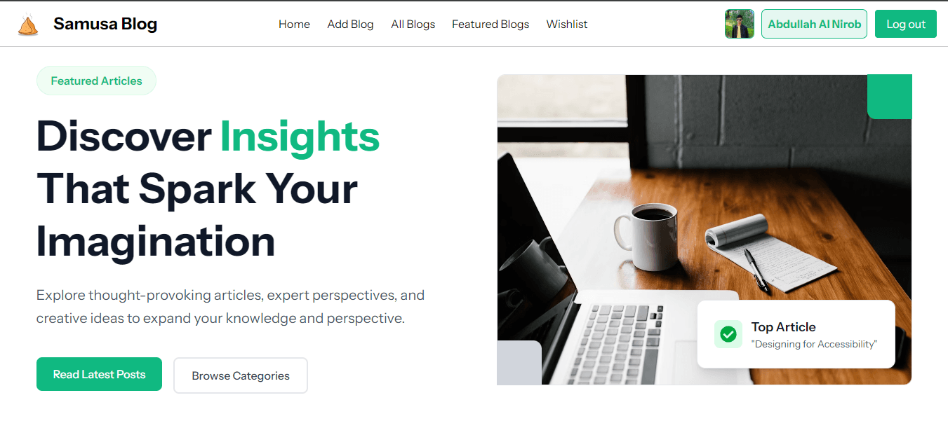 Samusa Blog — screenshot of the live site