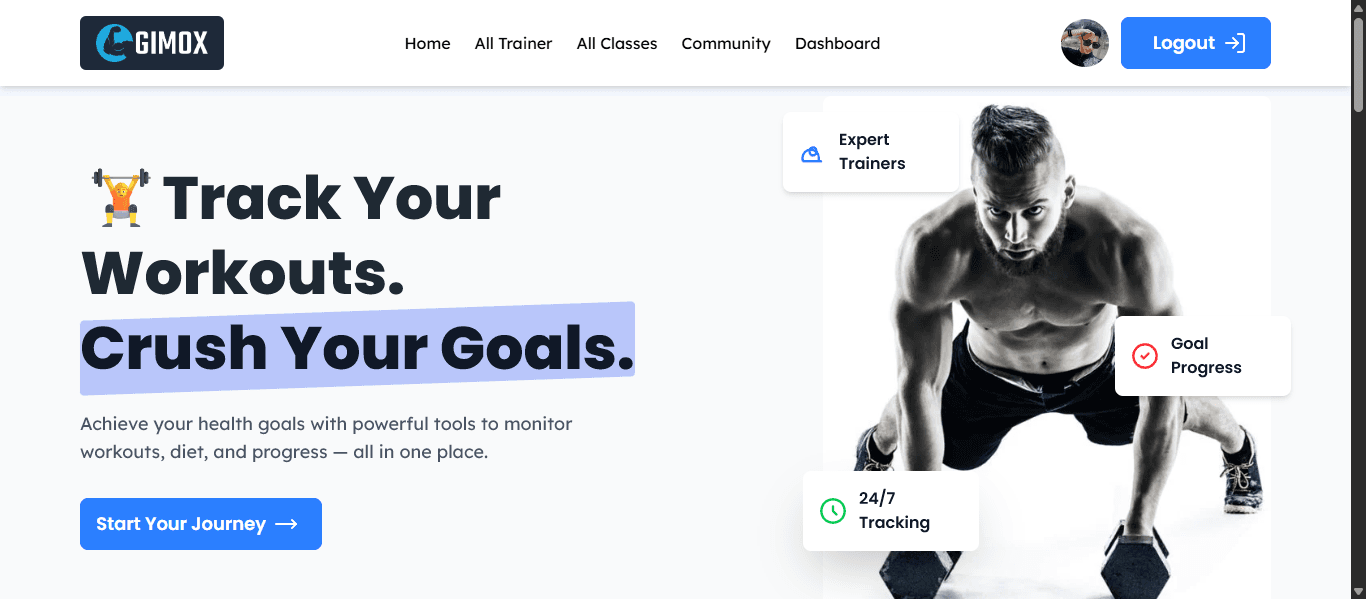 Gimox Gym Management — screenshot of the live site